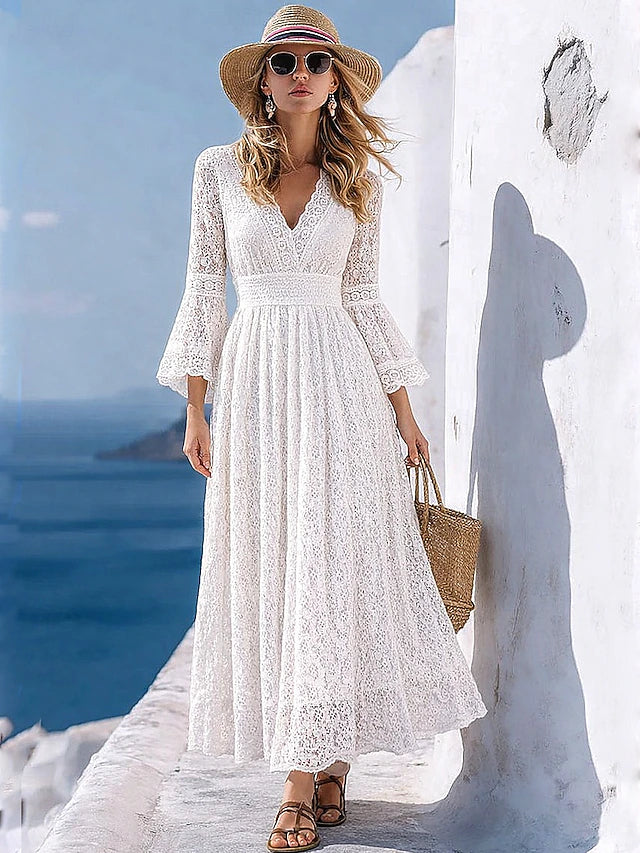 Glamour Style™ Elegant Long Sleeve V-Neck Maxi Dress Glamour Style