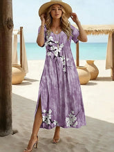 Glamour Style™ Floral V-Neck A-Line Maxi Dress Glamour Style Purple