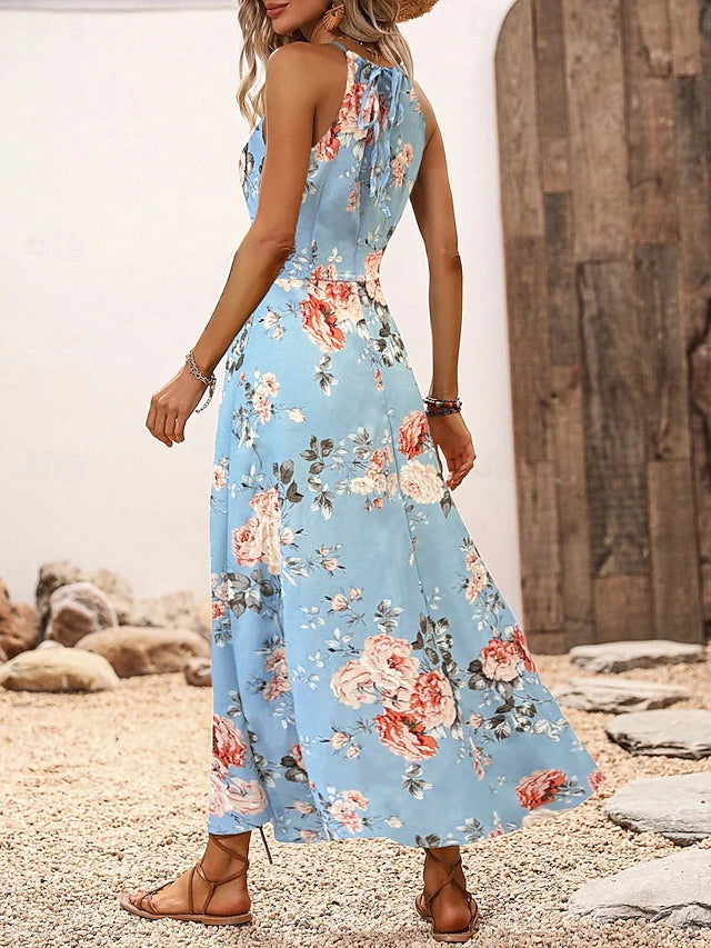 Glamour Style™ Boho Floral Halter Neck Maxi Dress Glamour Style