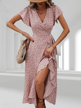 Glamour Style™ Elegant Floral Wrap Midi Dress Glamour Style Pink