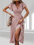 Glamour Style™ Elegant Floral Wrap Midi Dress Glamour Style Pink