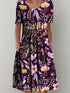 Glamour Style™ Floral Crew Neck Summer Midi Dress Glamour Style Purple