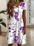 Glamour Style™ Floral V-Neck Summer Mini Dress Glamour Style Purple