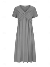 Glamour Style™ Classic V-Neck A-Line Midi Dress Glamour Style
