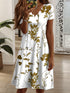 Glamour Style™ Floral V-Neck Summer Mini Dress Glamour Style Dark Yellow