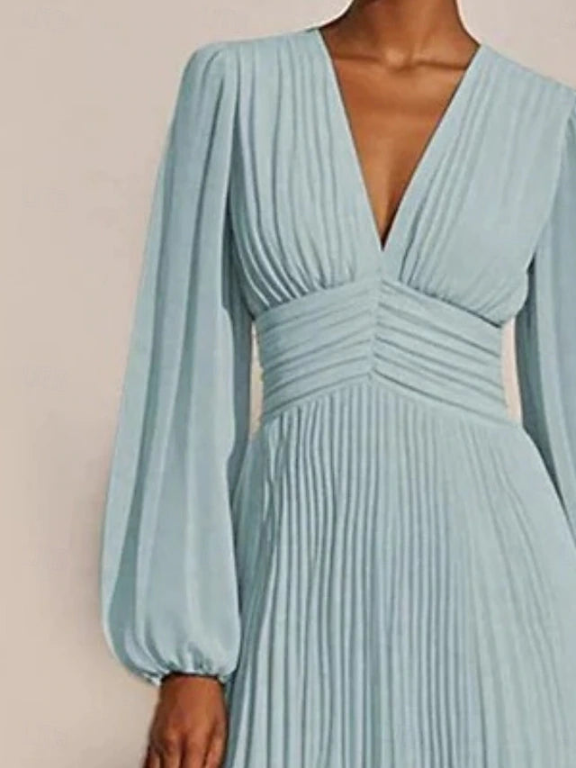 Glamour Style™ Elegant Long Sleeve Chiffon Midi Dress Glamour Style