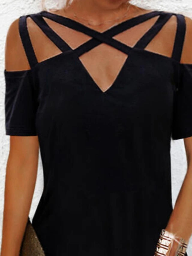 Glamour Style™ Cut-Out V-Neck Mini Dress Glamour Style