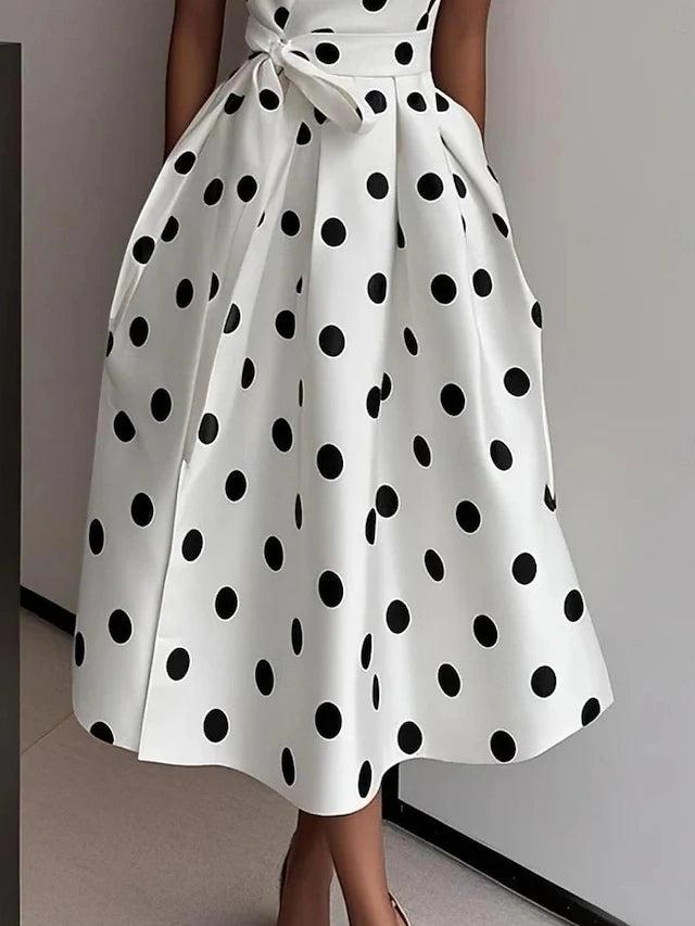 Glamour Style™ Polka Dot Sleeveless Midi Dress Glamour Style