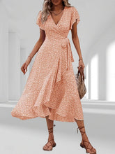 Glamour Style™ Elegant Floral Wrap Midi Dress Glamour Style Orange