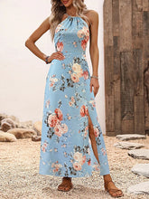 Glamour Style™ Boho Floral Halter Neck Maxi Dress Glamour Style Light Blue