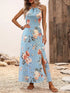 Glamour Style™ Boho Floral Halter Neck Maxi Dress Glamour Style Light Blue
