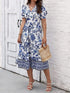 Glamour Style™ Floral A-Line Swing Midi Dress Glamour Style Blue