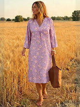 Glamour Style™ Boho Floral Long Sleeve Midi Dress Glamour Style Purple