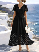 Glamour Style™ Classic V-Neck A-Line Midi Dress Glamour Style Black