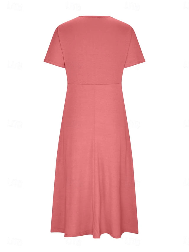 Glamour Style™ Classic V-Neck A-Line Midi Dress Glamour Style