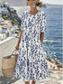 Glamour Style™ Boho Floral Vacation Midi Dress Glamour Style White