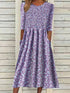 Glamour Style™ Ditsy Floral Ruched Midi Dress with Pockets Glamour Style Purple