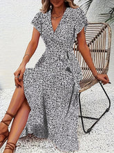 Glamour Style™ Elegant Floral Wrap Midi Dress Glamour Style Gray
