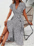 Glamour Style™ Elegant Floral Wrap Midi Dress Glamour Style Gray