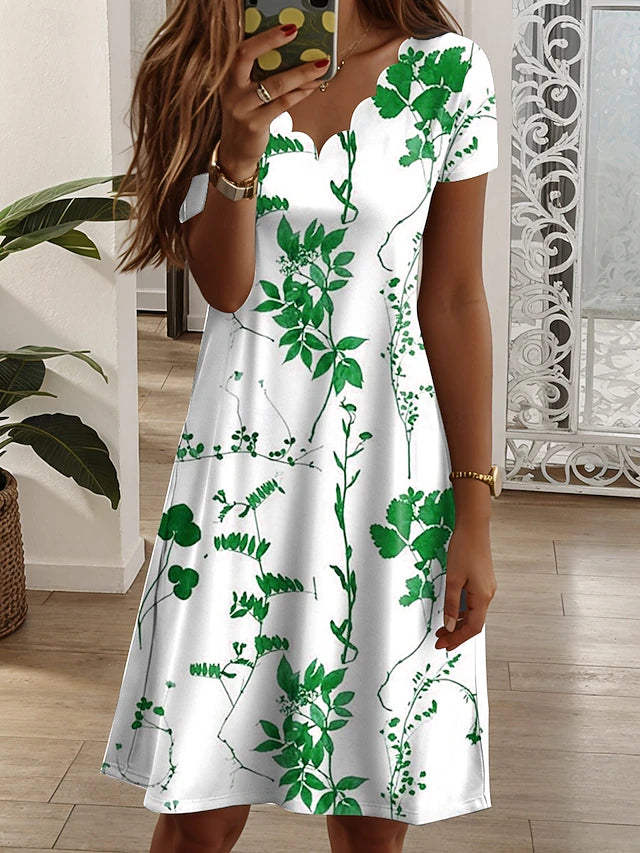 Glamour Style™ Floral V-Neck Summer Mini Dress Glamour Style Light Green