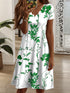 Glamour Style™ Floral V-Neck Summer Mini Dress Glamour Style Light Green