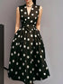 Glamour Style™ Polka Dot Sleeveless Midi Dress Glamour Style Black