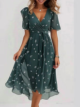 Glamour Style™ Floral Chiffon Midi Cocktail Dress Glamour Style Green
