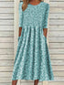 Glamour Style™ Ditsy Floral Ruched Midi Dress with Pockets Glamour Style Blue
