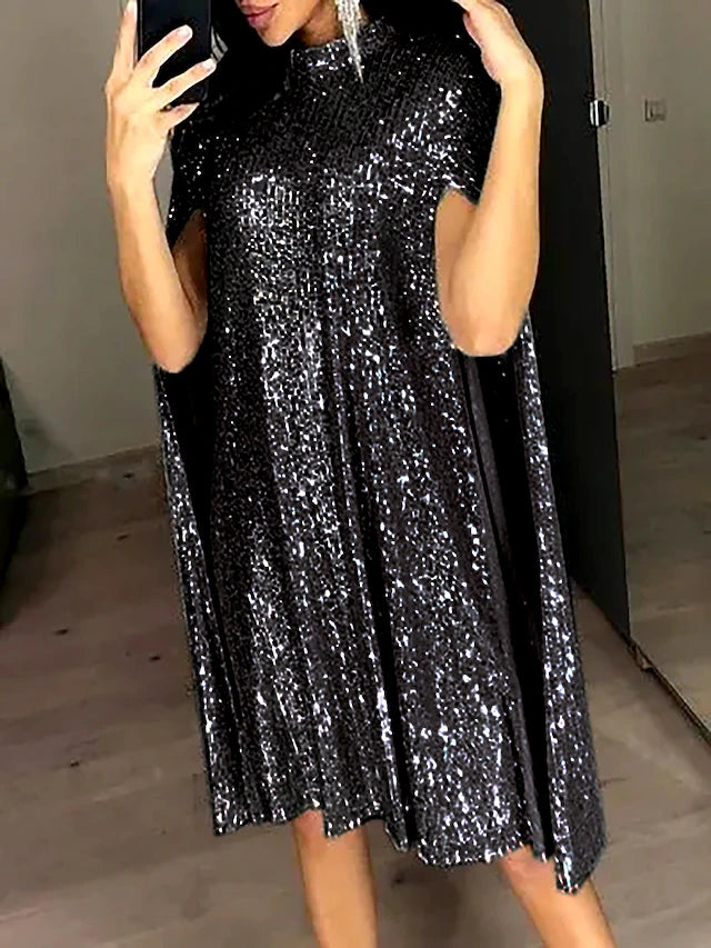 Glamour Style™ Sequin Long Sleeve Party Mini Dress Glamour Style Black