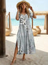 Glamour Style™ Floral V-Neck A-Line Maxi Dress Glamour Style Gray