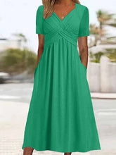 Glamour Style™ Classic V-Neck A-Line Midi Dress Glamour Style