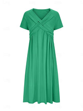 Glamour Style™ Classic V-Neck A-Line Midi Dress Glamour Style