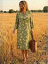 Glamour Style™ Boho Floral Long Sleeve Midi Dress Glamour Style Green