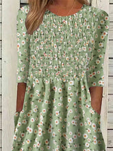 Glamour Style™ Ditsy Floral Ruched Midi Dress with Pockets Glamour Style