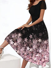 Glamour Style™ Floral Square Neck Midi Dress Glamour Style Purple