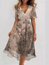 Glamour Style™ Floral Chiffon Midi Cocktail Dress Glamour Style Gold