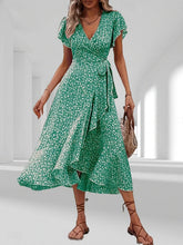 Glamour Style™ Elegant Floral Wrap Midi Dress Glamour Style Green