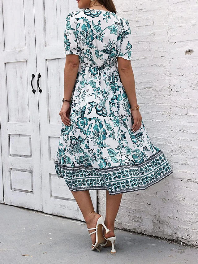 Glamour Style™ Floral A-Line Swing Midi Dress Glamour Style