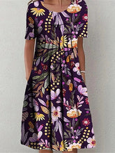 Glamour Style™ Floral Crew Neck Summer Midi Dress Glamour Style