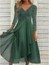 Glamour Style™ Lace Tulle Swing Midi Dress Glamour Style Green