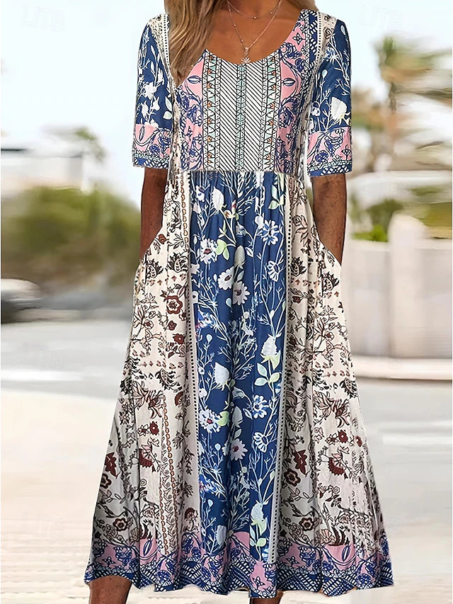 Glamour Style™ Boho Floral A-Line Maxi Dress Glamour Style