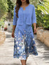 Glamour Style™ Layered Floral V-Neck Midi Dress Set Glamour Style Blue