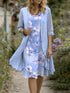 Glamour Style™ Layered Floral Midi Dress Set Glamour Style Blue
