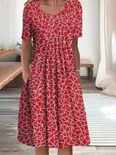 Glamour Style™ Floral Crew Neck Summer Midi Dress Glamour Style Red