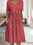 Glamour Style™ Floral Crew Neck Summer Midi Dress Glamour Style Red