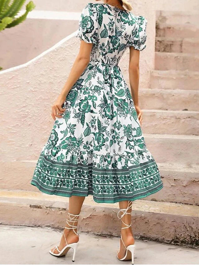 Glamour Style™ Floral A-Line Swing Midi Dress Glamour Style