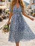 Glamour Style™ Floral Chiffon Midi Cocktail Dress Glamour Style Navy Blue