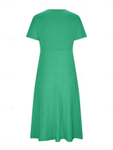 Glamour Style™ Classic V-Neck A-Line Midi Dress Glamour Style