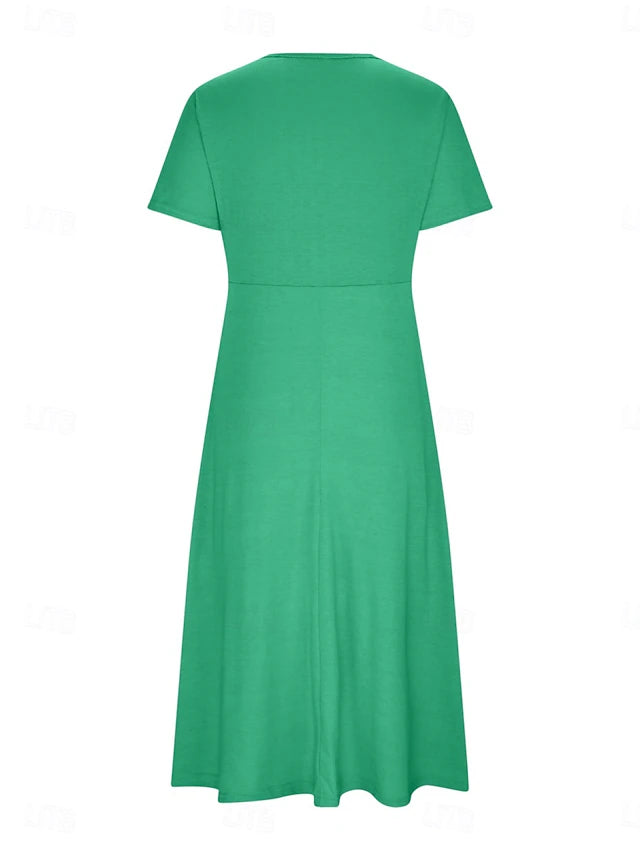 Glamour Style™ Classic V-Neck A-Line Midi Dress Glamour Style