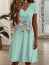 Glamour Style™ Floral V-Neck Summer Mini Dress Glamour Style Green